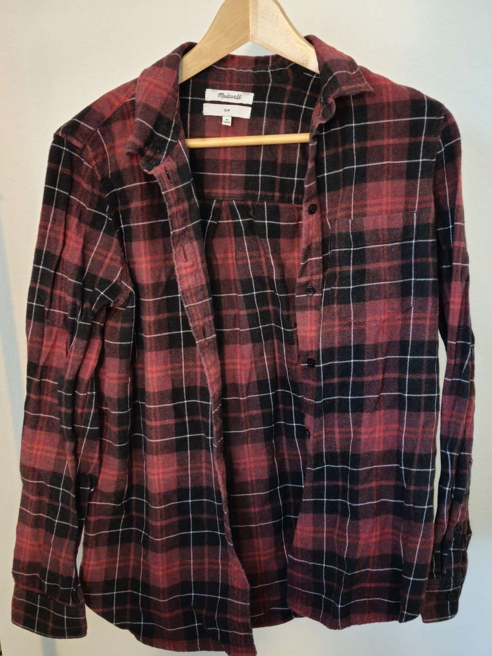 Madewell Women's Red Plaid Button-Up Shirt Medium
